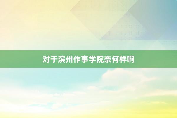 对于滨州作事学院奈何样啊